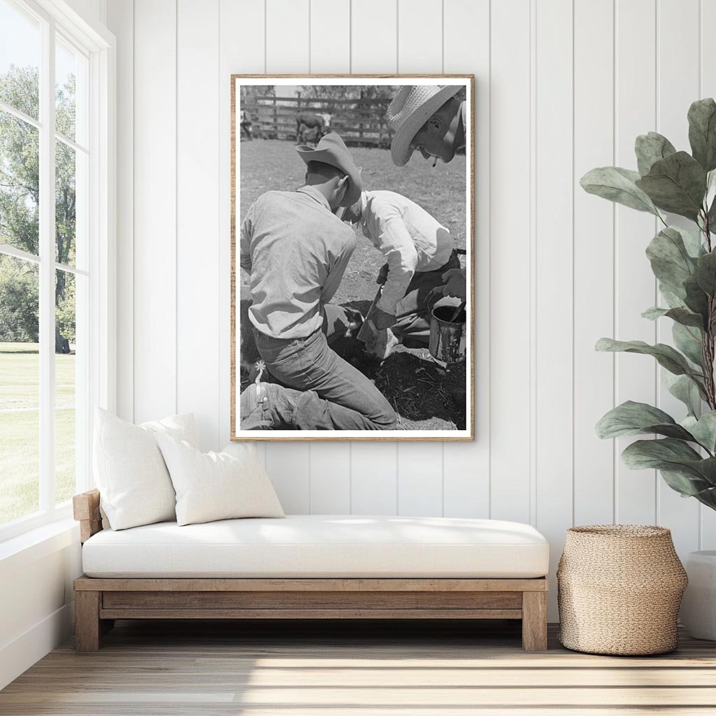 Calf Horn Removal Process at SMS Ranch Texas May 1939 - Available at KNOWOL