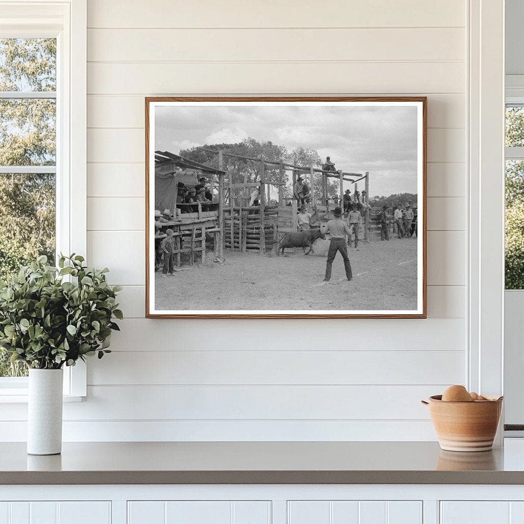 Calf Leaving Corral at Quemado Rodeo June 1940 - Available at KNOWOL