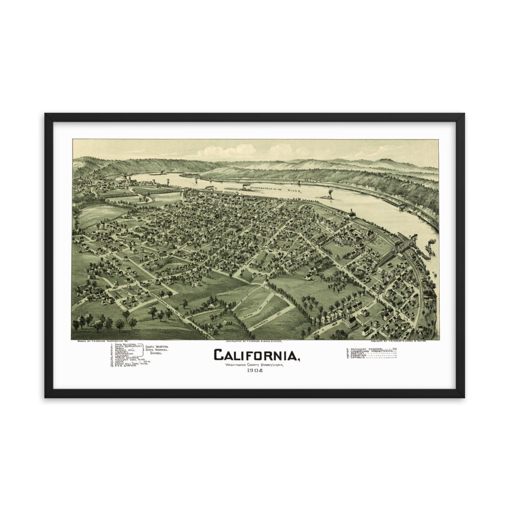 California, PA 1902 Framed - Available at KNOWOL