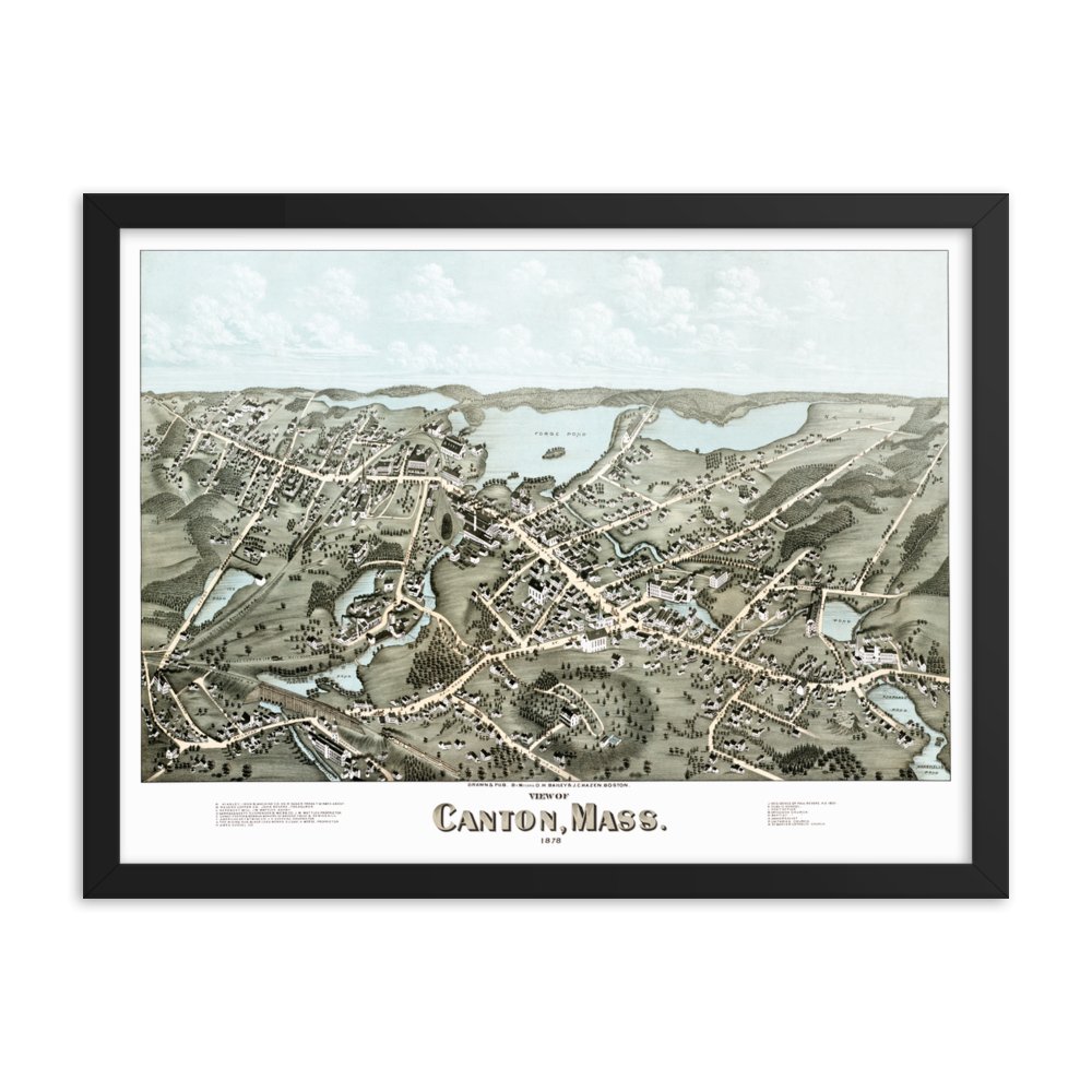 Canton MA 1878 Framed Map - Available at KNOWOL