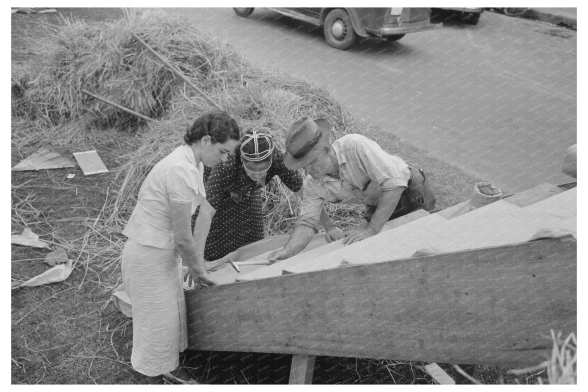 Canvas Tacking at National Rice Festival Crowley 1938 - Available at KNOWOL