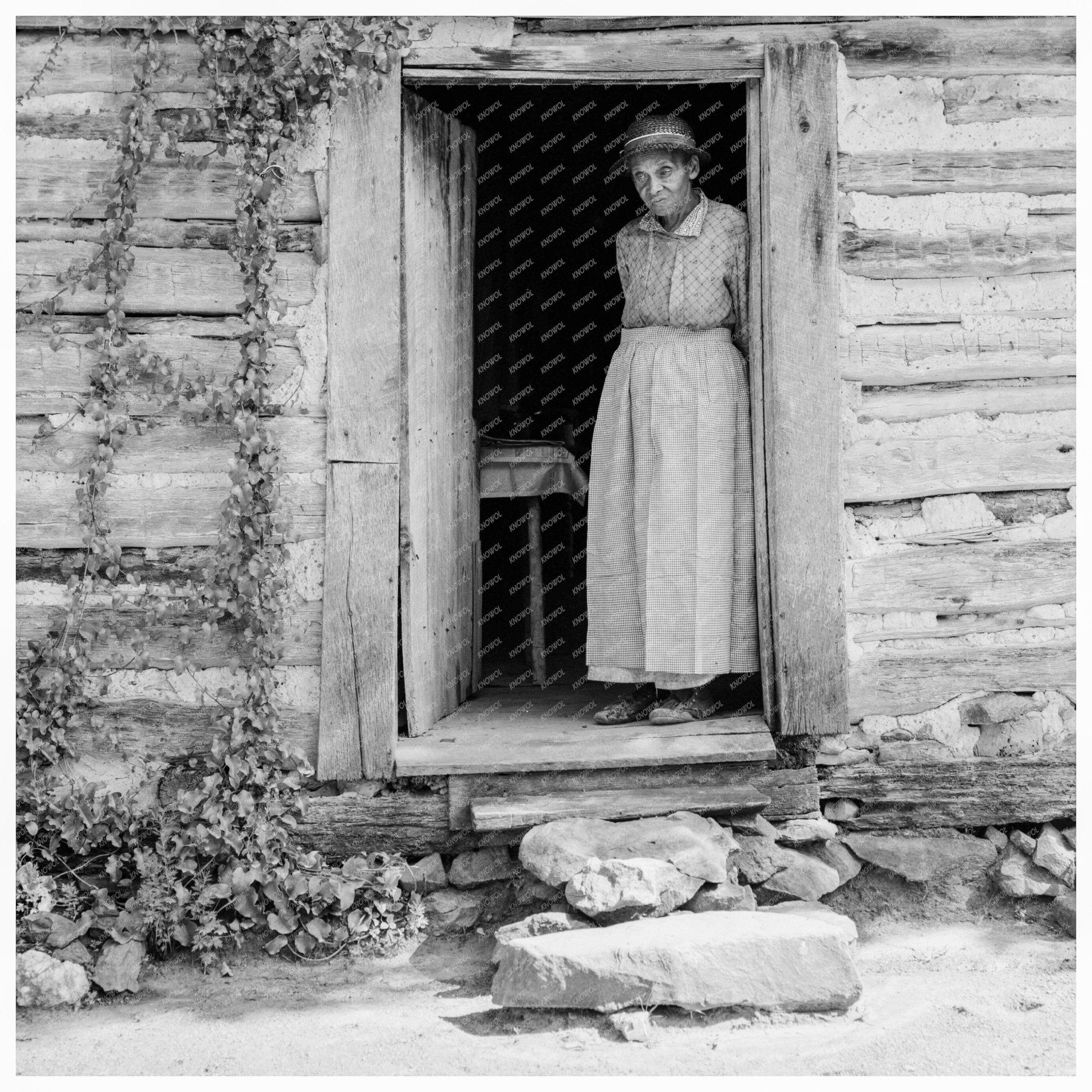 Caroline Atwater in Kitchen Doorway North Carolina 1939 - Available at KNOWOL