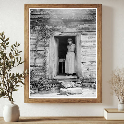 Caroline Atwater in North Carolina Log House 1939 - Available at KNOWOL