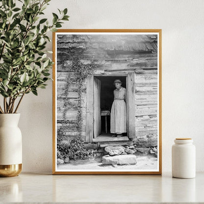 Caroline Atwater in North Carolina Log House 1939 - Available at KNOWOL