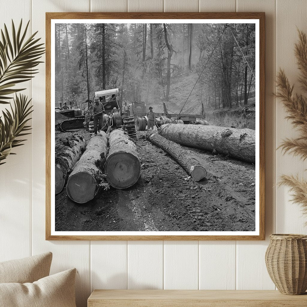 Caterpillar Tractors Transporting Logs Oregon 1942 - Available at KNOWOL