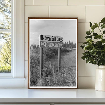 Cathlamet Washington Sign Vintage Image 1941 - Available at KNOWOL