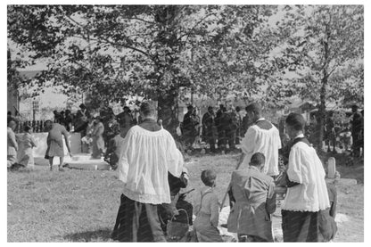 Catholic Priests Bless Congregants at Cemetery November 1938 - Available at KNOWOL