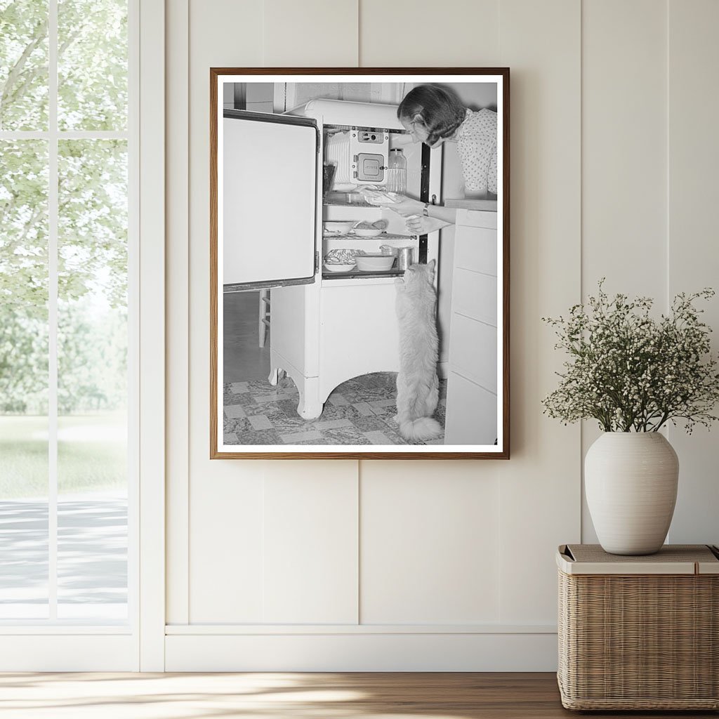 Cats by Refrigerator at Casa Grande Farms 1940 - Available at KNOWOL