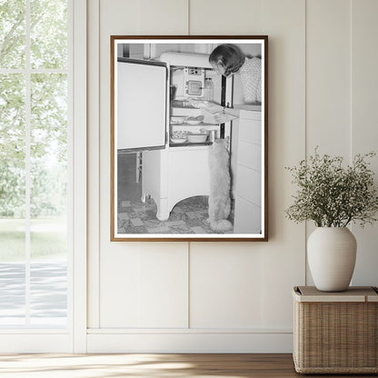 Cats by Refrigerator at Casa Grande Farms 1940 - Available at KNOWOL