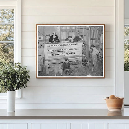 Cattle Auction Barn Scene San Augustine Texas April 1939 - Available at KNOWOL