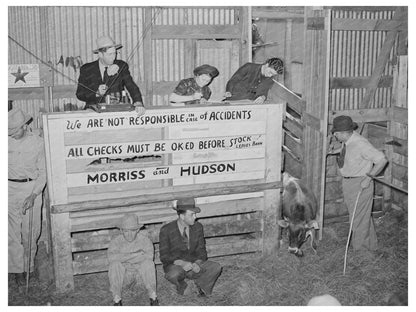 Cattle Auction Barn Scene San Augustine Texas April 1939 - Available at KNOWOL