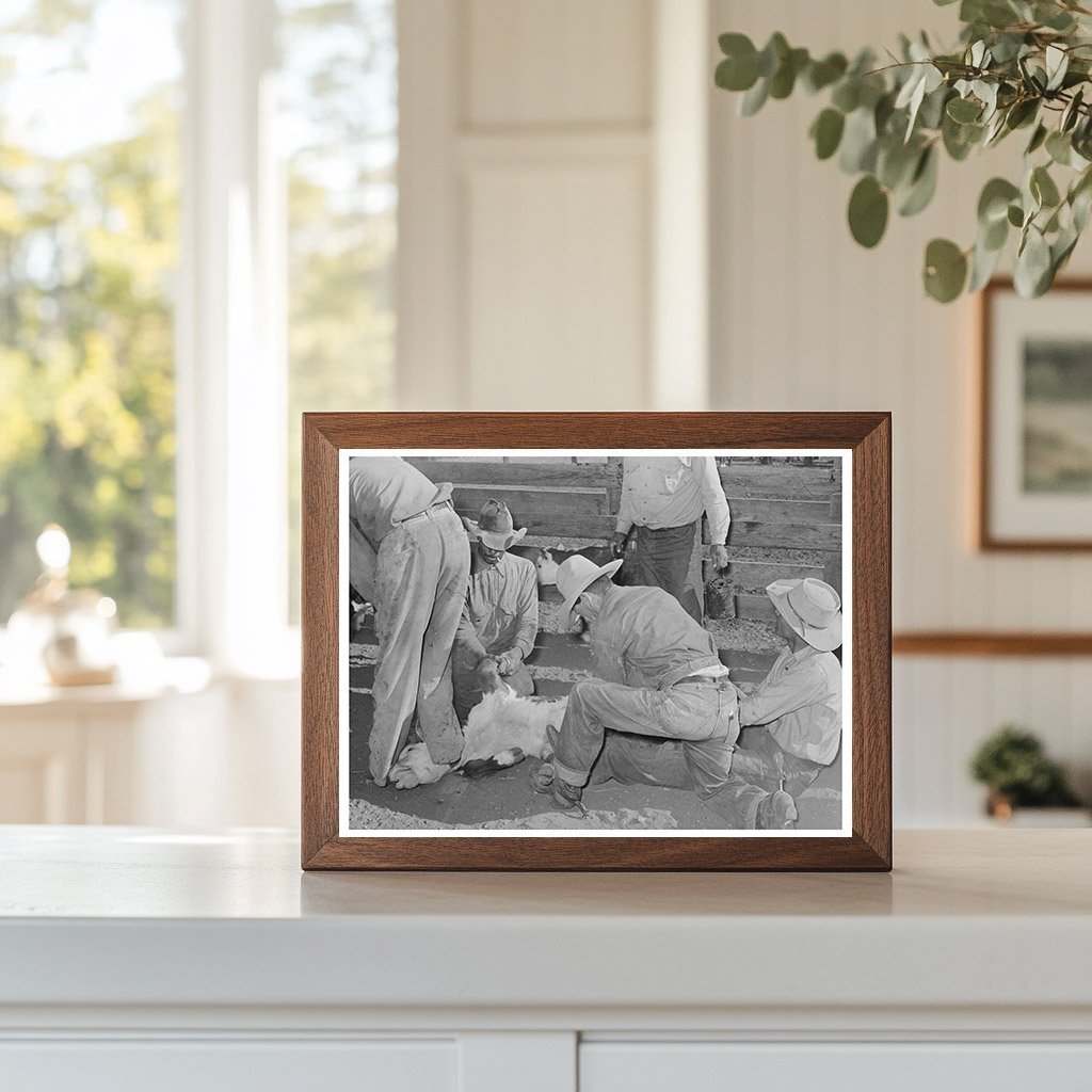 Cattle Branding Scene at Walking X Ranch Marfa 1939 - Available at KNOWOL