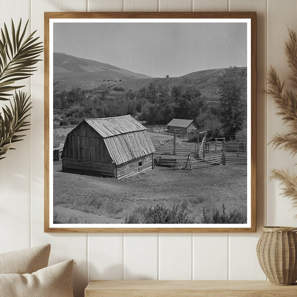 Cattle Ranch Barn and Corrals Lemhi County Idaho 1942 - Available at KNOWOL