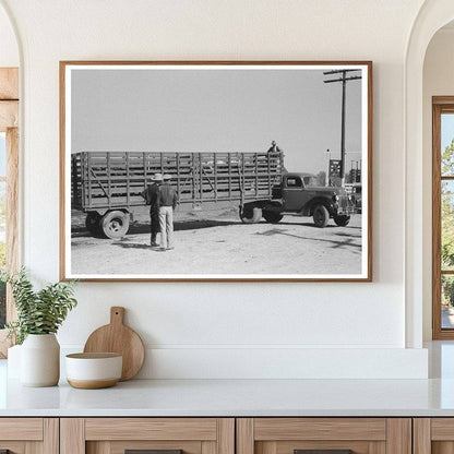 Cattle Trailer at San Angelo Stockyards November 1939 - Available at KNOWOL