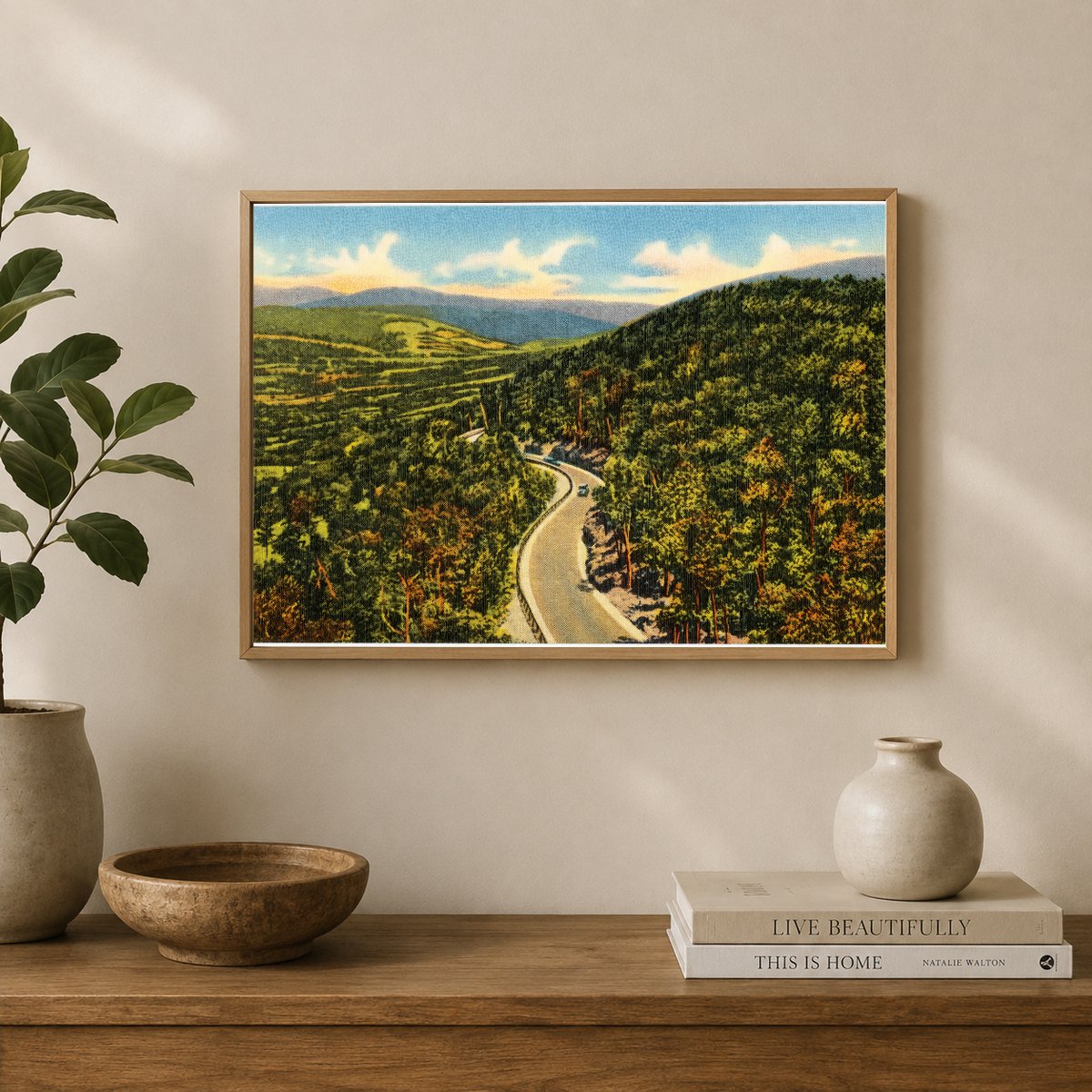 Road winding through mountains — Vintage Maryland Postcard