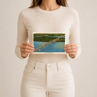 New Susquehanna River Bridge, between Havre de Grace and Perryville, Maryland — Vintage Maryland Postcard