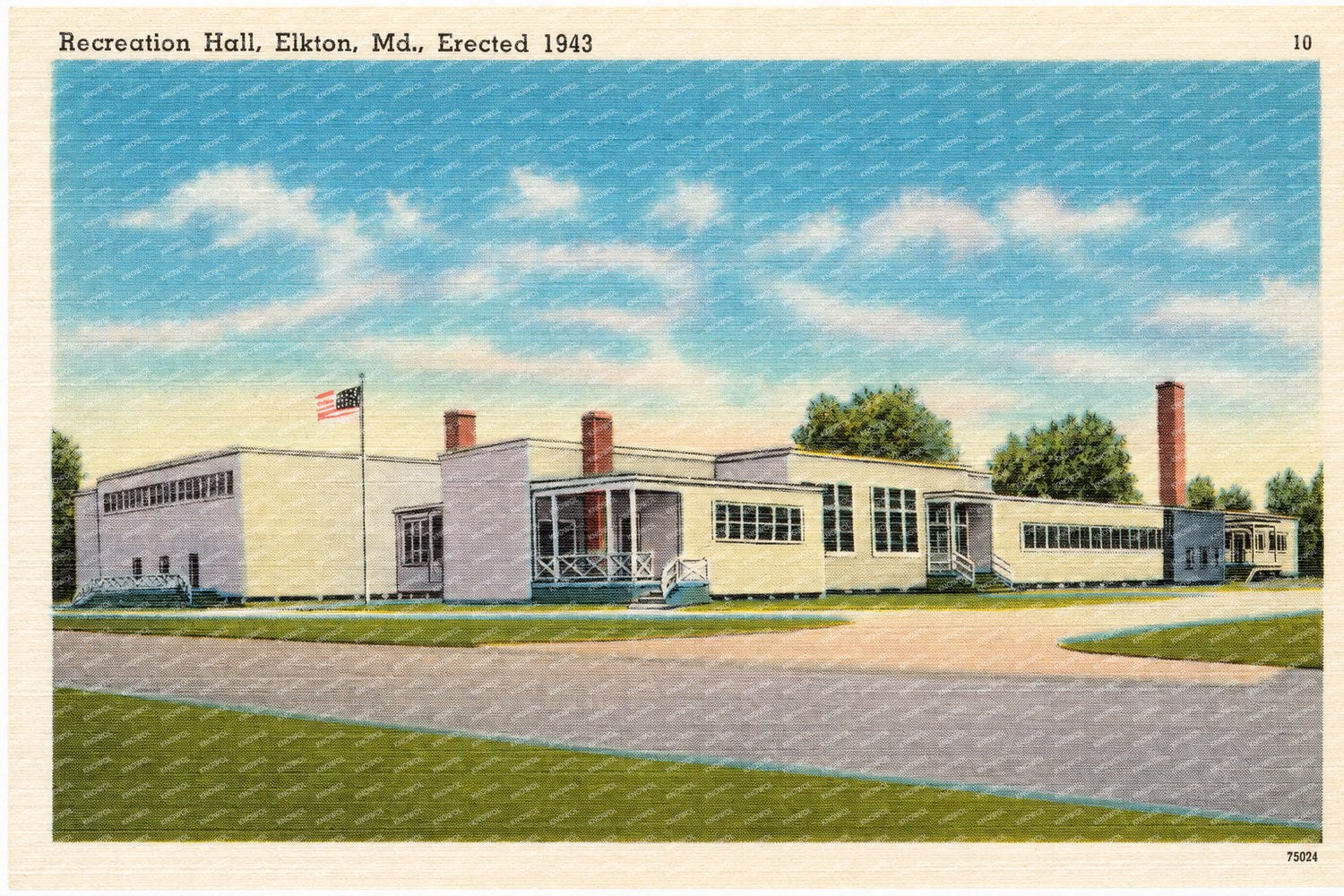 Recreation Hall, Elkton, MD, erected 1943 — Vintage Maryland Postcard