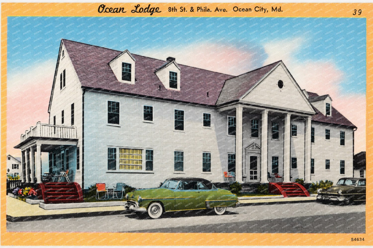 Ocean Lodge, 8th St. & Phila. Ave., Ocean City, MD — Vintage Maryland Postcard