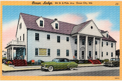 Ocean Lodge, 8th St. & Phila. Ave., Ocean City, MD — Vintage Maryland Postcard