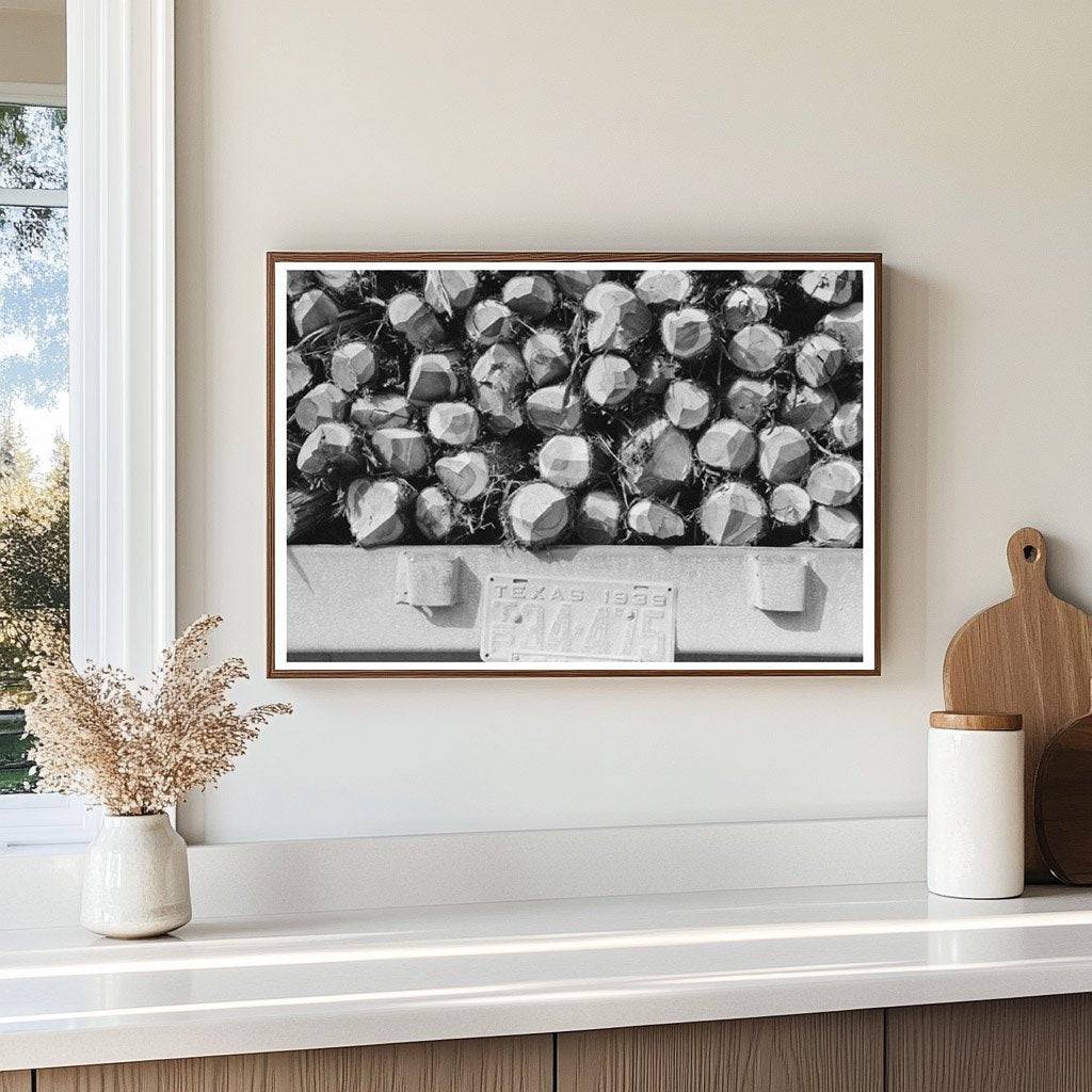 Cedar Fence Posts Loaded on Truck Clifton Texas 1939 - Available at KNOWOL