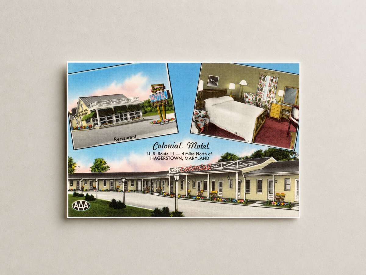 Colonial Motel, U. S. Route 11 -- 4 miles north of Hagerstown, Maryland — Vintage Maryland Postcard