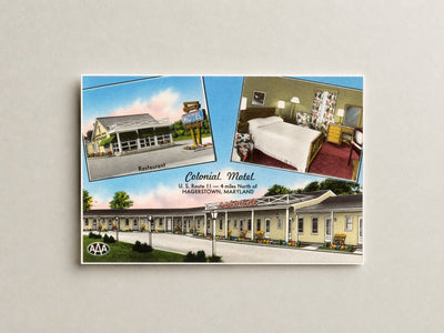 Colonial Motel, U. S. Route 11 -- 4 miles north of Hagerstown, Maryland — Vintage Maryland Postcard