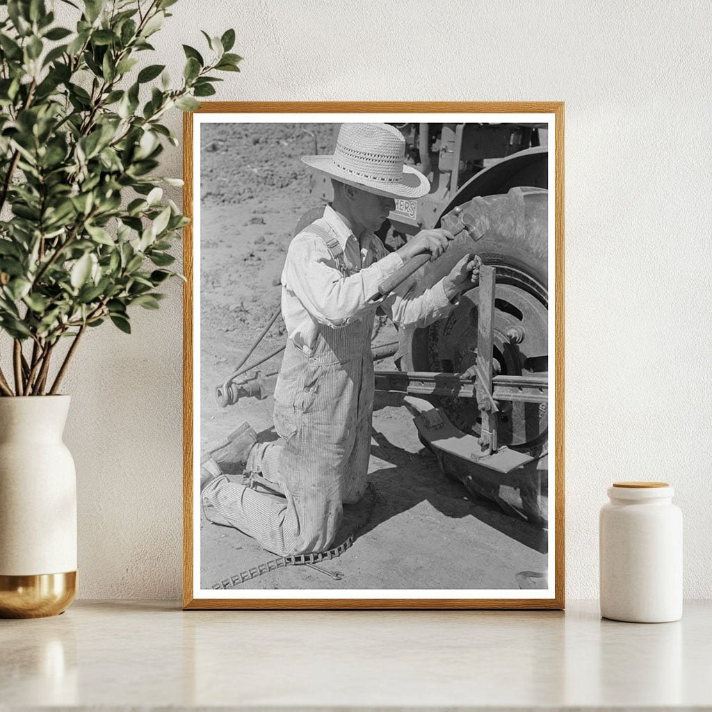 Chain Repair by Day Laborer on Texas Farm May 1939 - Available at KNOWOL