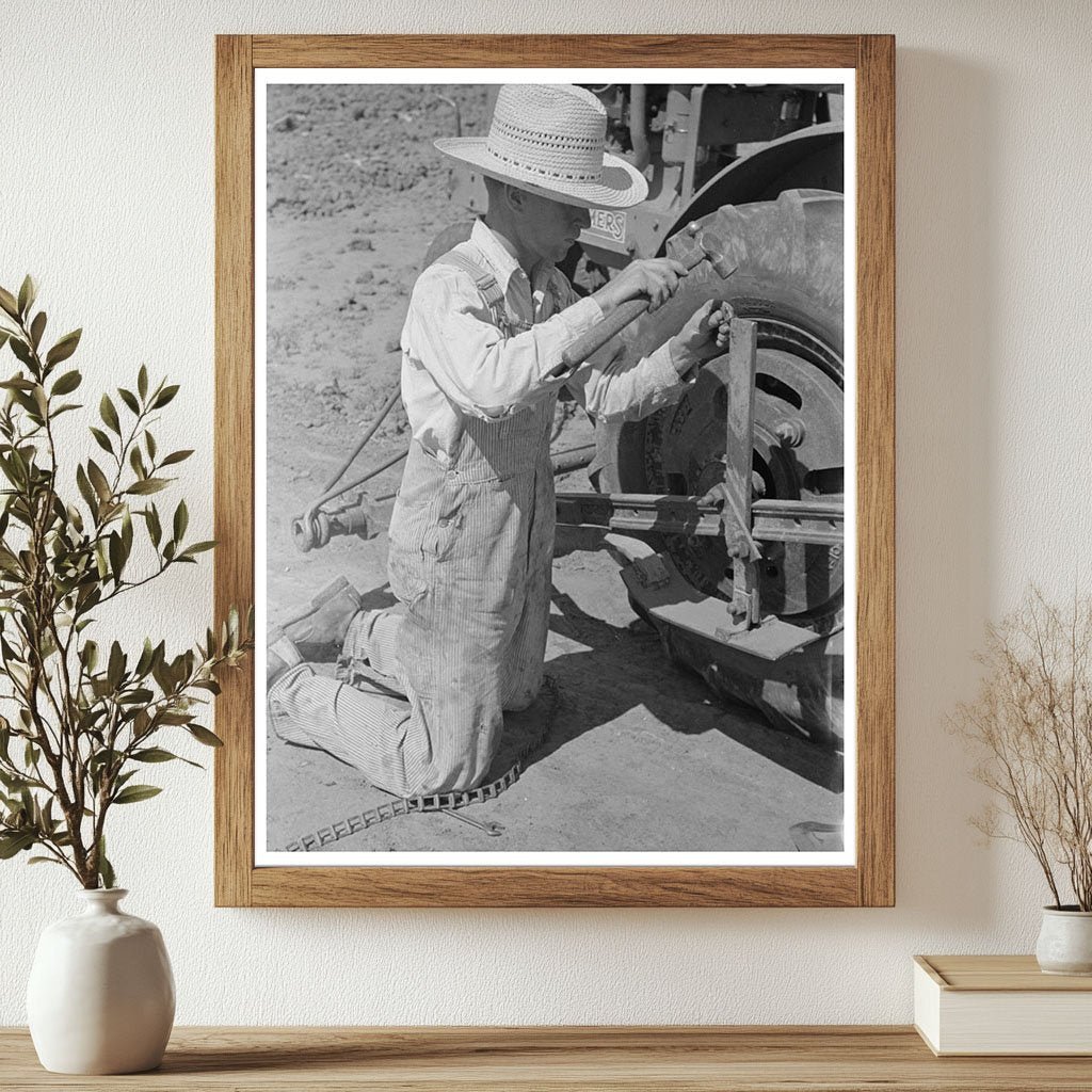 Chain Repair by Day Laborer on Texas Farm May 1939 - Available at KNOWOL