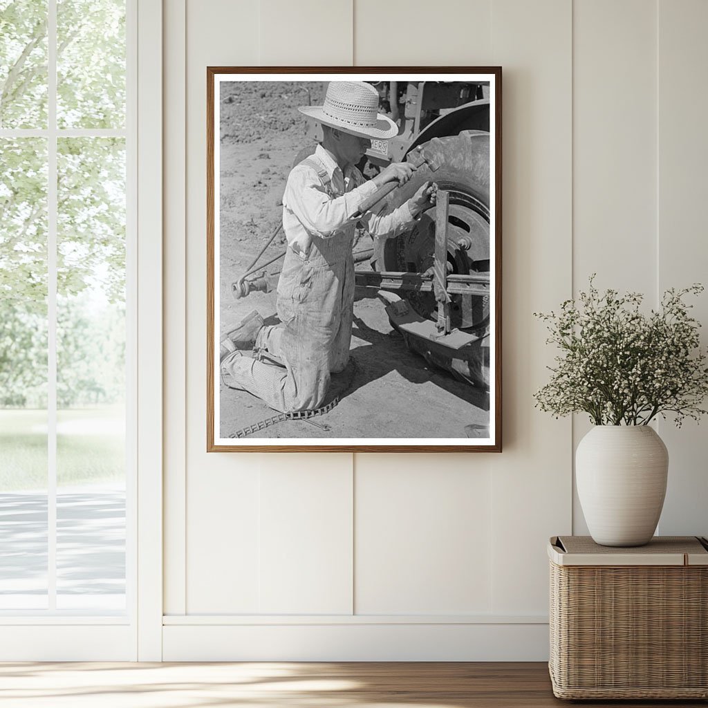 Chain Repair by Day Laborer on Texas Farm May 1939 - Available at KNOWOL