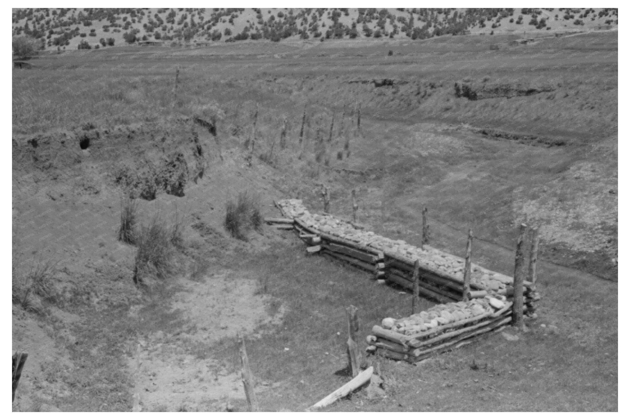 Chamisal New Mexico Soil Conservation Revetment 1940 - Available at KNOWOL