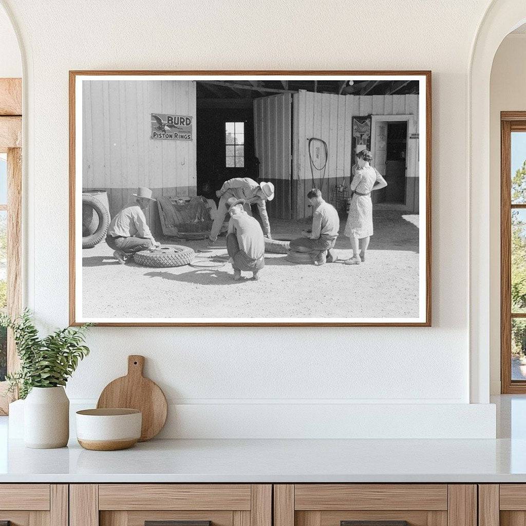 Changing a Tire in Pie Town New Mexico June 1944 - Available at KNOWOL