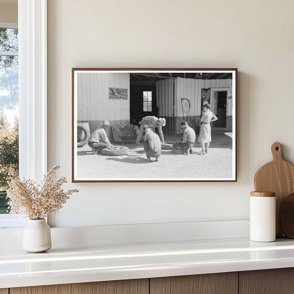 Changing a Tire in Pie Town New Mexico June 1944 - Available at KNOWOL