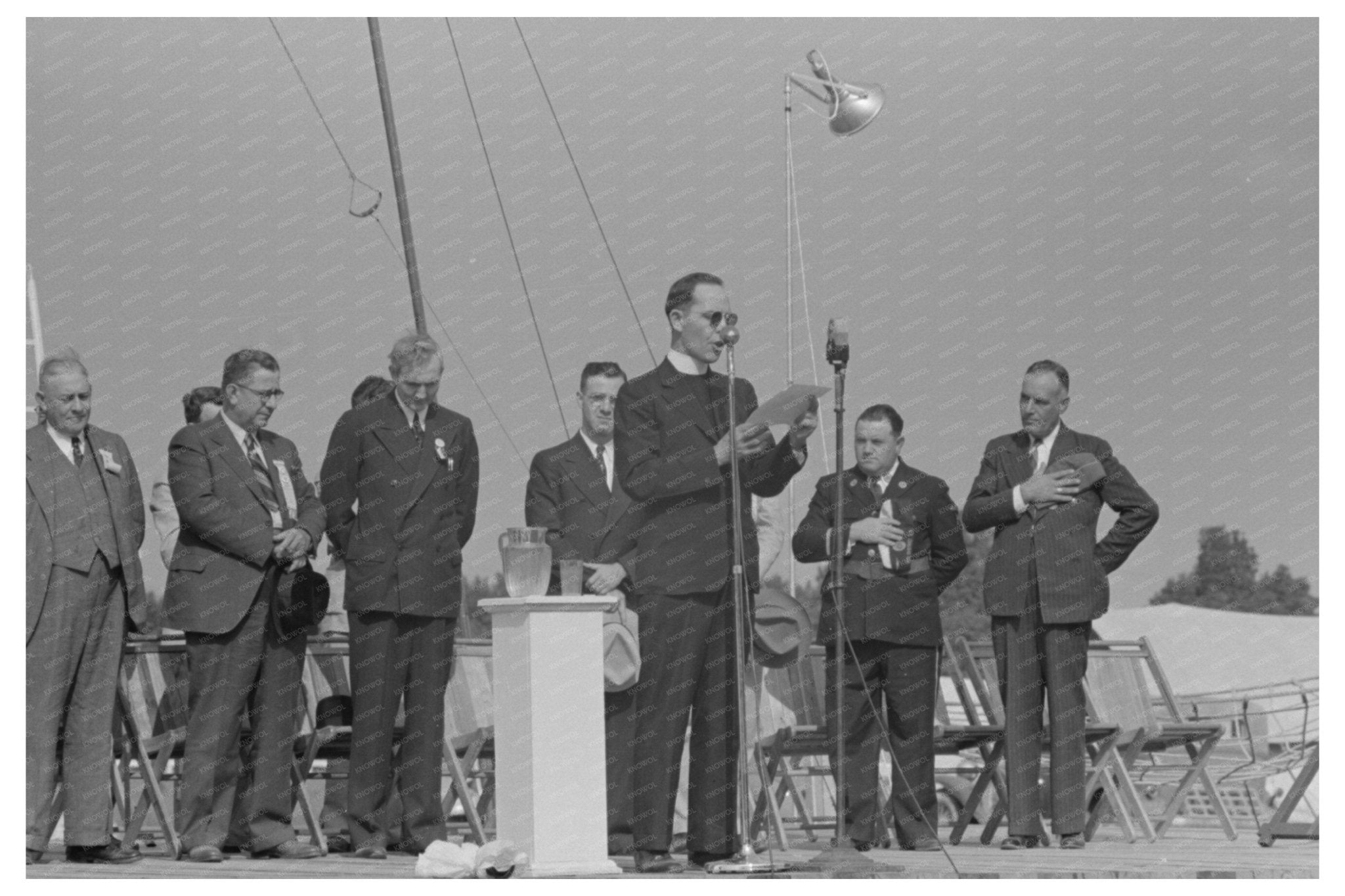 Chaplain Praying at Donaldsonville State Fair 1938 - Available at KNOWOL