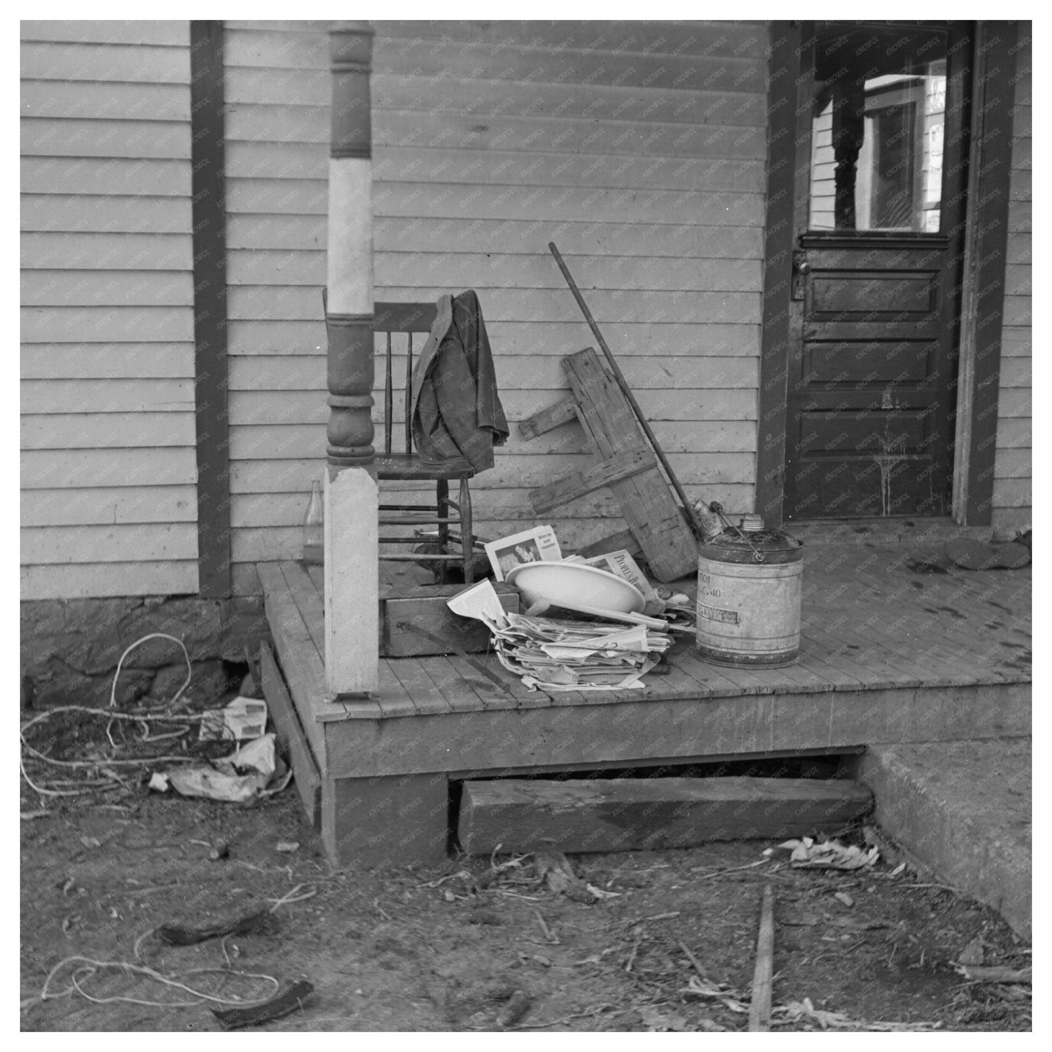 Charles Miller Farmhouse Back Porch March 1937 - Available at KNOWOL