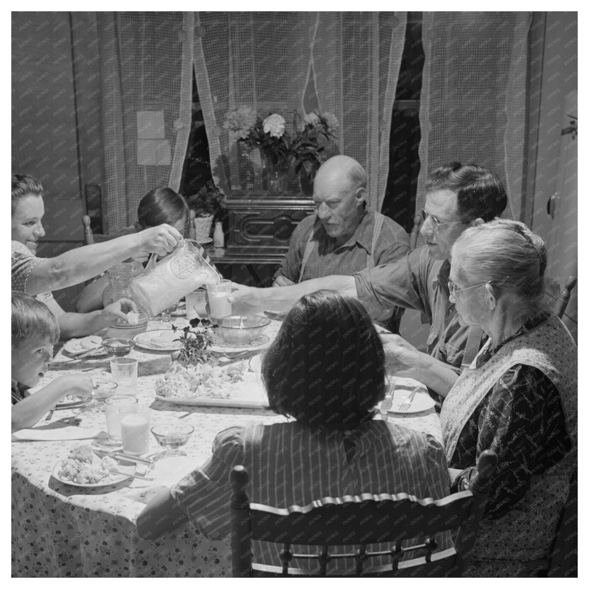 Charles Ormsbee Family Dinner in East Montpelier 1930 - Available at KNOWOL