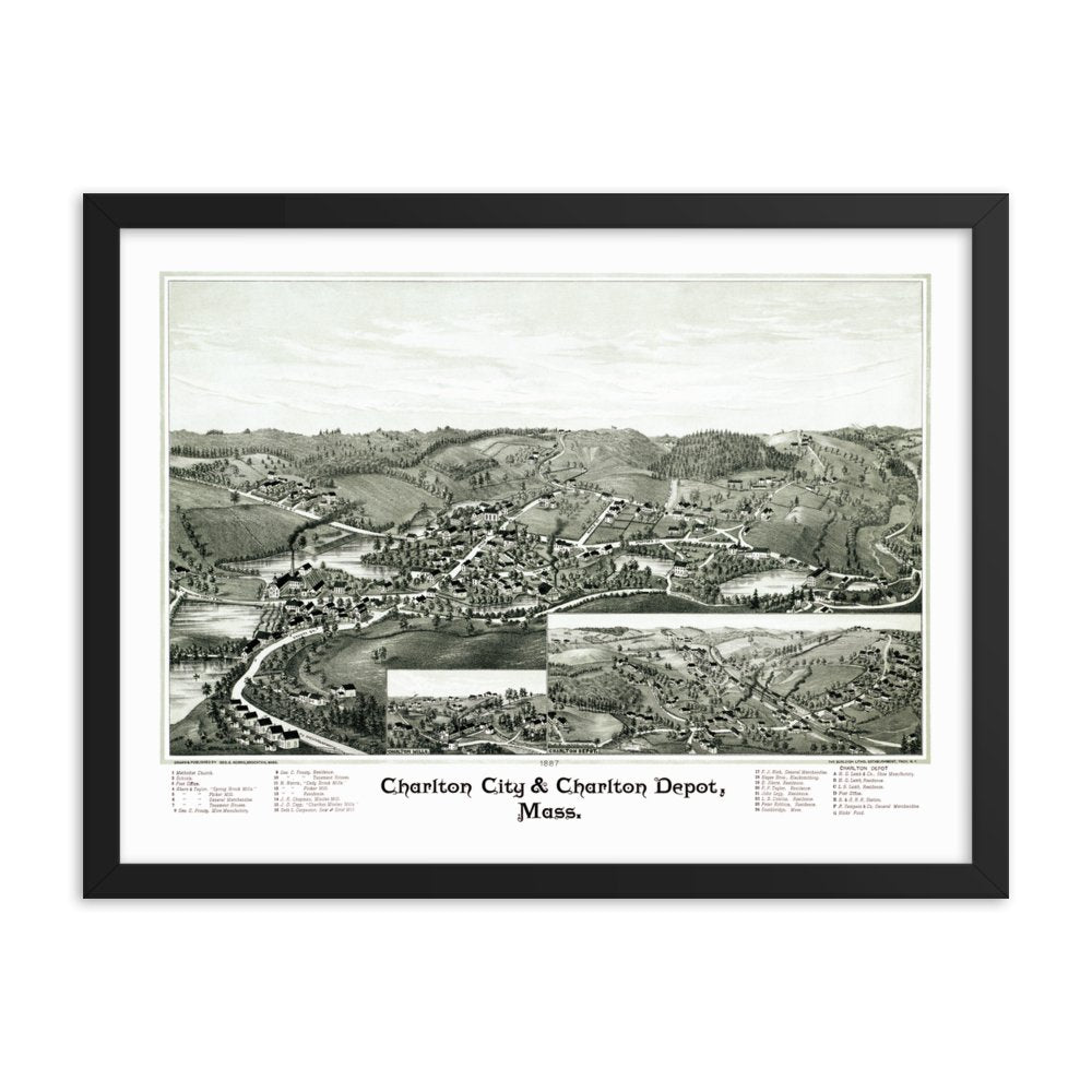 Charlton, MA 1887 Framed - Available at KNOWOL