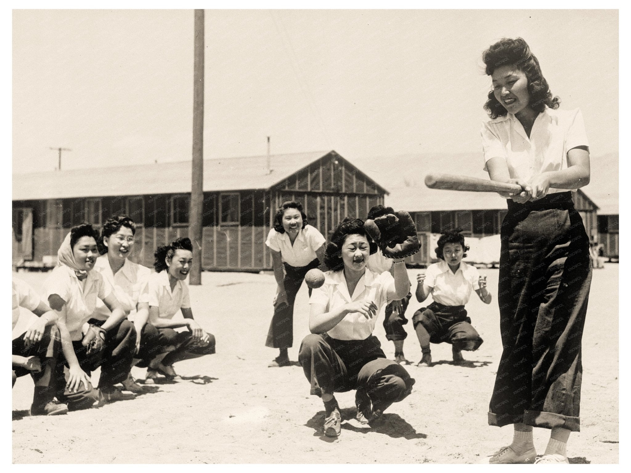 Chick - a - dee Softball Team Practice Game 1942 Vintage Photo - Available at KNOWOL