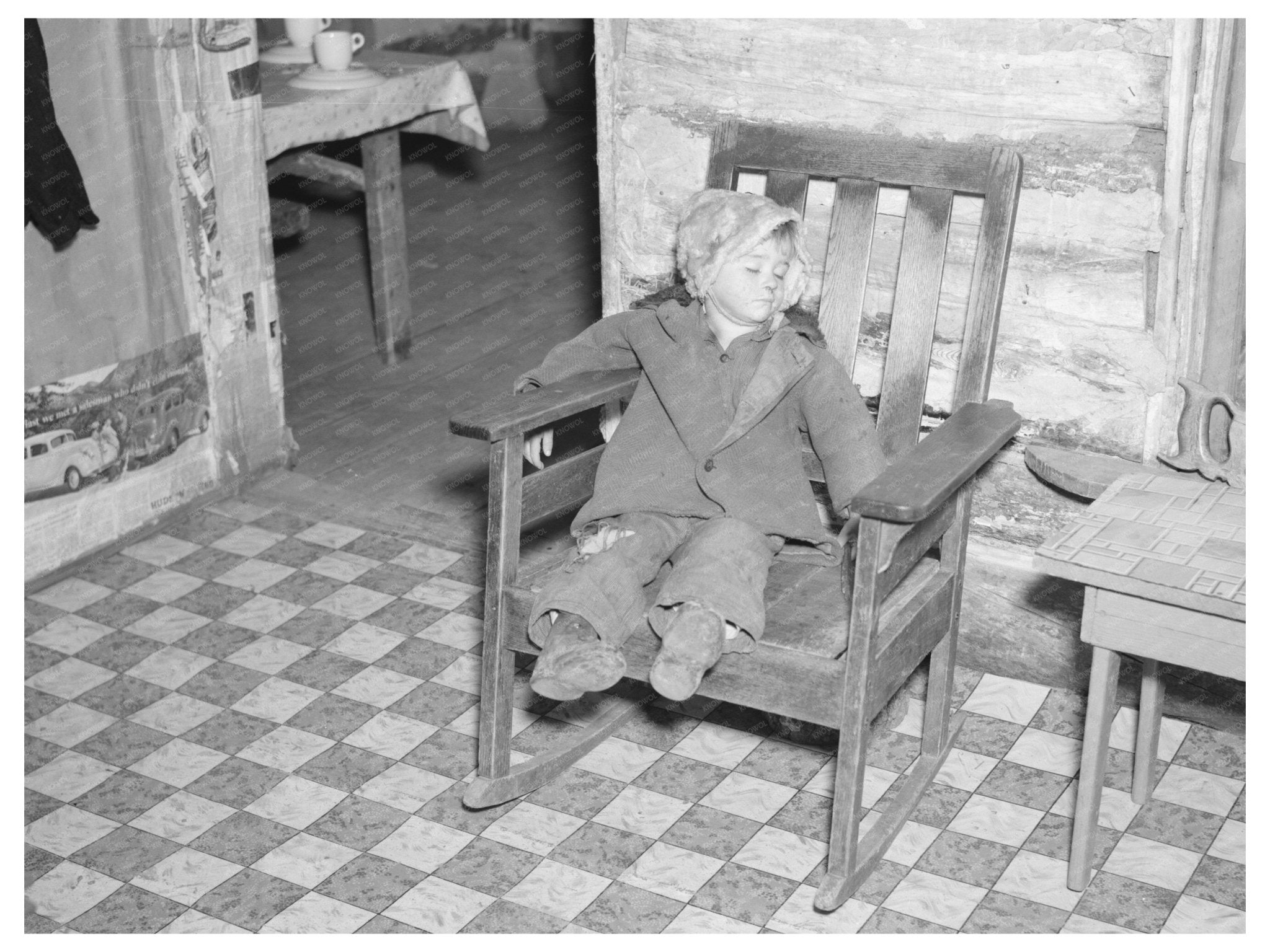 Child Asleep in Home Tipler Wisconsin May 1937 - Available at KNOWOL