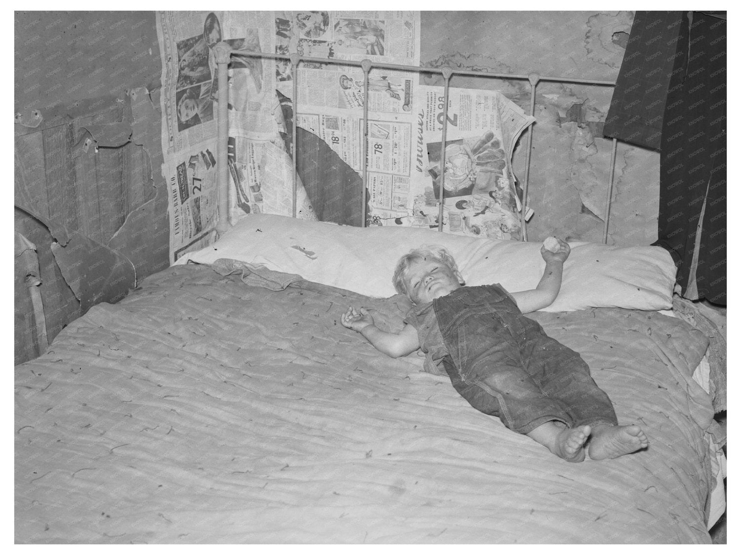 Child Asleep in Shack Home Southeast Missouri May 1938 - Available at KNOWOL