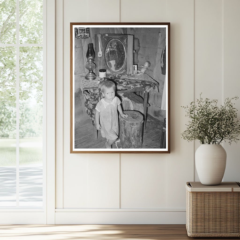Child at Dressing Table in Modest Shack Vian Oklahoma 1939 - Available at KNOWOL