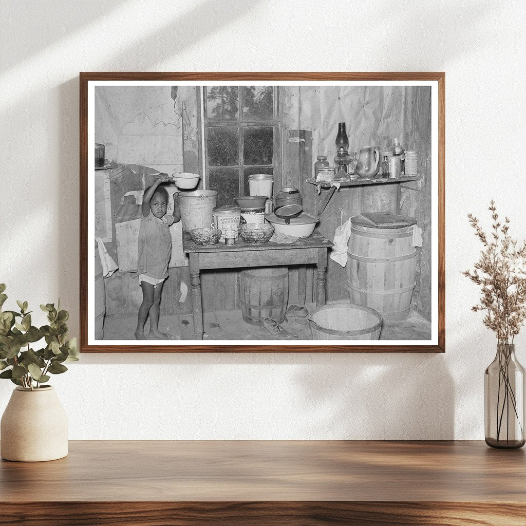 Child Drinking Water in Sharecropper Shack Missouri 1938 - Available at KNOWOL