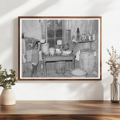 Child Drinking Water in Sharecropper Shack Missouri 1938 - Available at KNOWOL