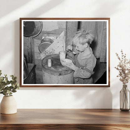 Child Eating Cantaloupe in Oklahoma City Camp July 1939 - Available at KNOWOL