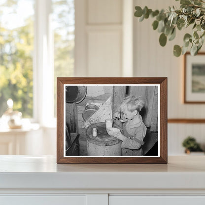 Child Eating Cantaloupe in Oklahoma City Camp July 1939 - Available at KNOWOL