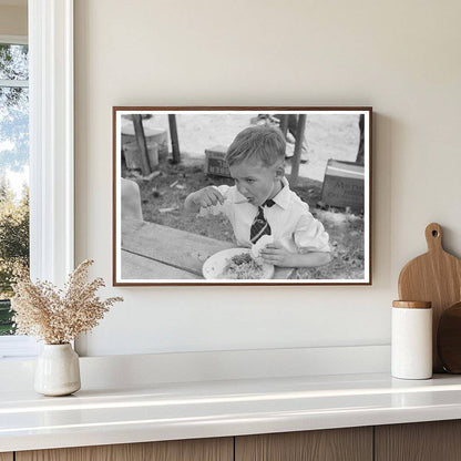 Child Eating Dinner at Community Sing Pie Town New Mexico 1940 - Available at KNOWOL