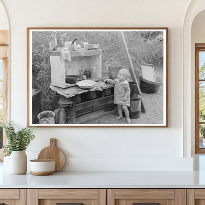 Child in Tent Home Surrounded by Cotton Sacks Harlingen 1939 - Available at KNOWOL