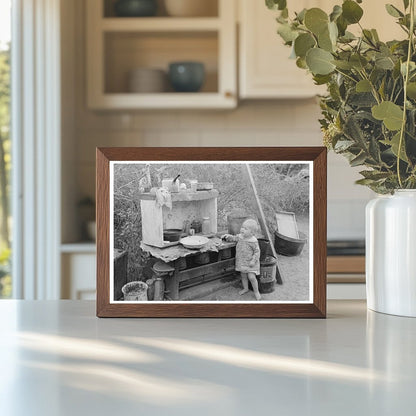 Child in Tent Home Surrounded by Cotton Sacks Harlingen 1939 - Available at KNOWOL