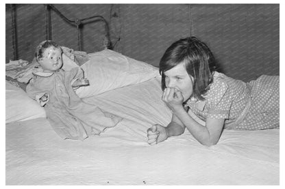 Child Migrant with Doll in Tent Home Texas 1939 - Available at KNOWOL