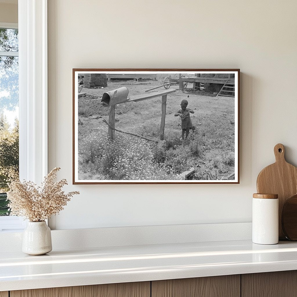 Child Playing Near Mailbox on Missouri Farm 1938 - Available at KNOWOL