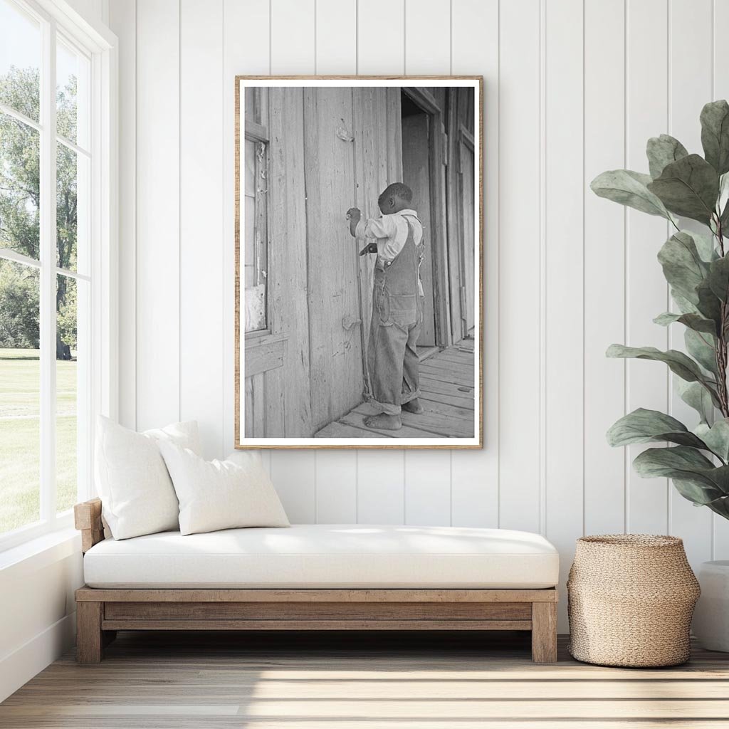 Child Playing Primitive Instrument Southeast Missouri Farms 1938 - Available at KNOWOL